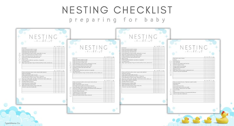 Nesting Checklists, Nesting List, Checklist for Nesting Moms, Nesting, Cleaning Checklist, Deep ...