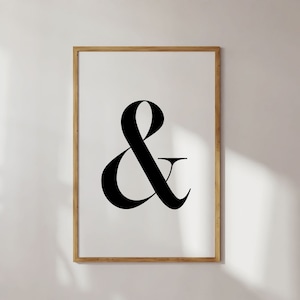 Ampersand printable wall art, Black and white ampersand, Simple ampersand print, Letter print, Typography lover decor, Digital download