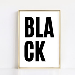 Black word art, Black History Month printable, Wall decor poster, Black and white word art, Minimalist print, Instant digital download