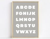 Alphabet Wall Art, Preschool Print, Kindergarten ABC Poster, School Room Wall Gallery, Teacher Classroom Art, Neutral Class Digital Download