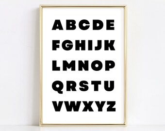 Alphabet Wall Art, Preschool Print, Kindergarten ABC Poster, School Room Wall Gallery, Teacher Classroom Art, Neutral Class Digital Download