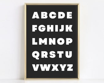 Alphabet Wall Art, Preschool Print, Kindergarten ABC Poster, School Room Wall Gallery, Teacher Classroom Art, Neutral Class Digital Download