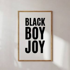 Black Boy Joy, Black History Month printable, Nursery wall decor print, Positive black quotes, Minimalist print, Instant digital download