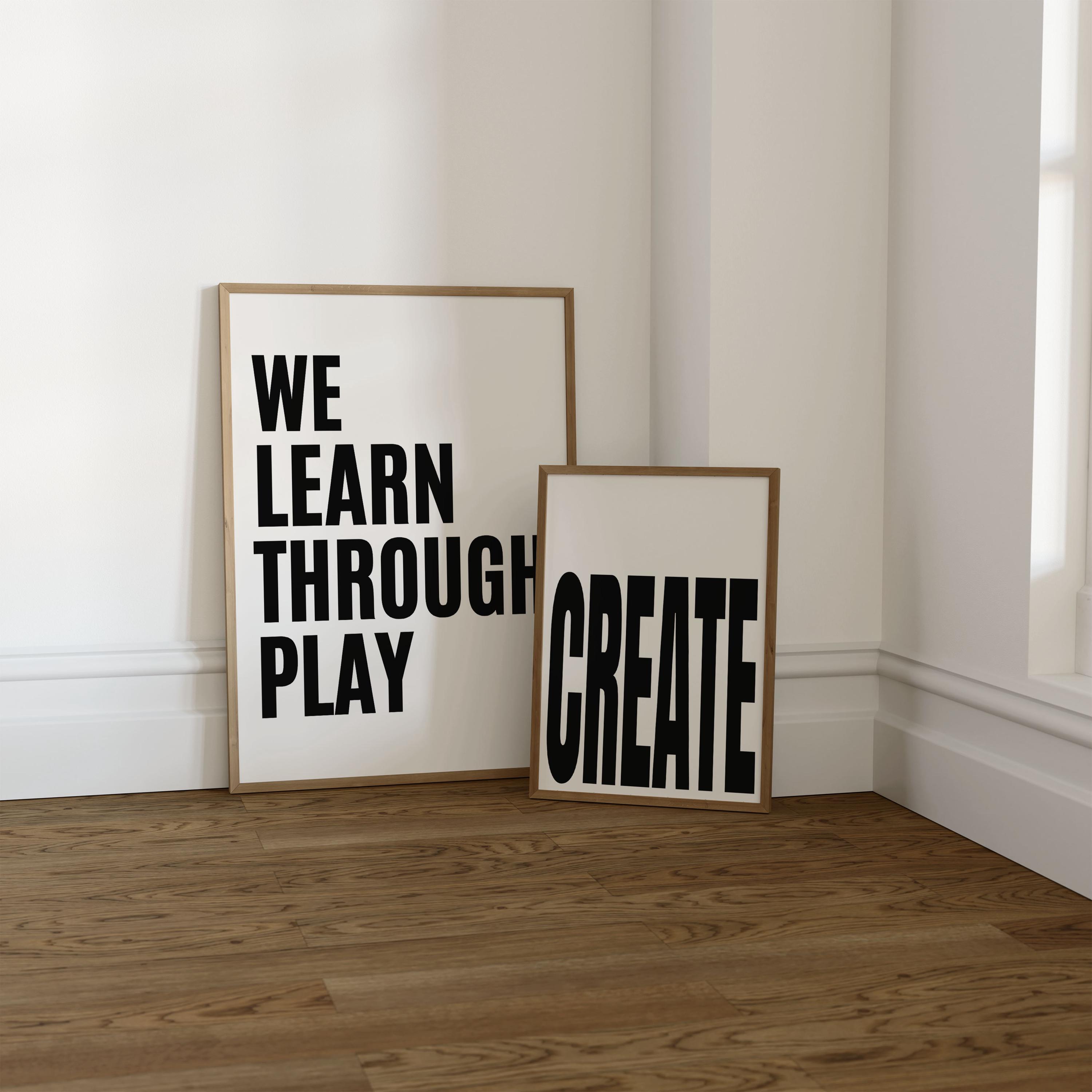 We Learn Through Play, School Classroom Poster, Teacher Wall Art, Black ...