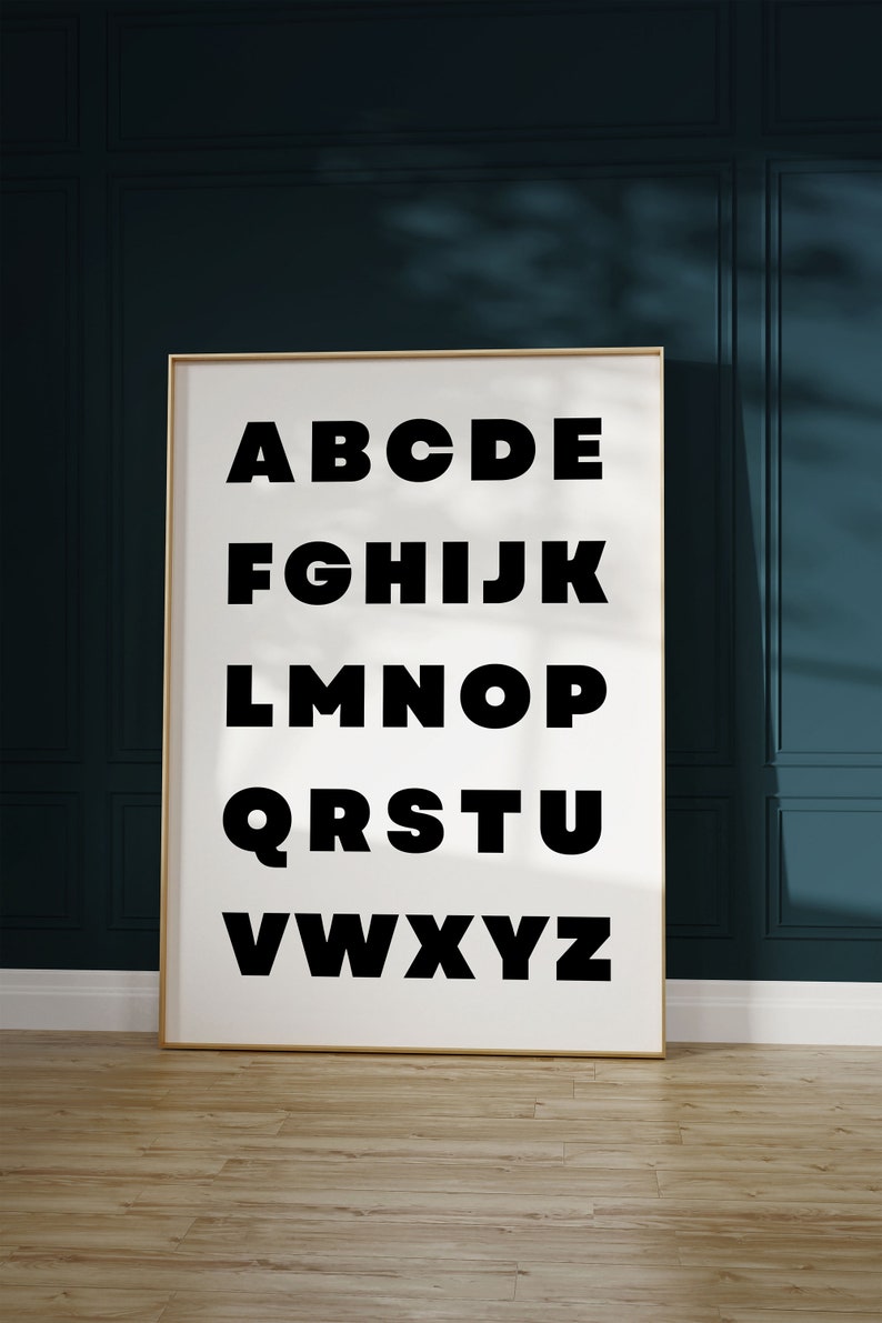 Alphabet Poster ABC Printable Black and White Alphabet Etsy