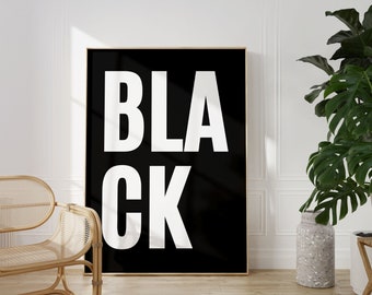 Black word art, Black History Month printable, Wall decor print, Black and white decor, Minimalist poster, Instant digital download