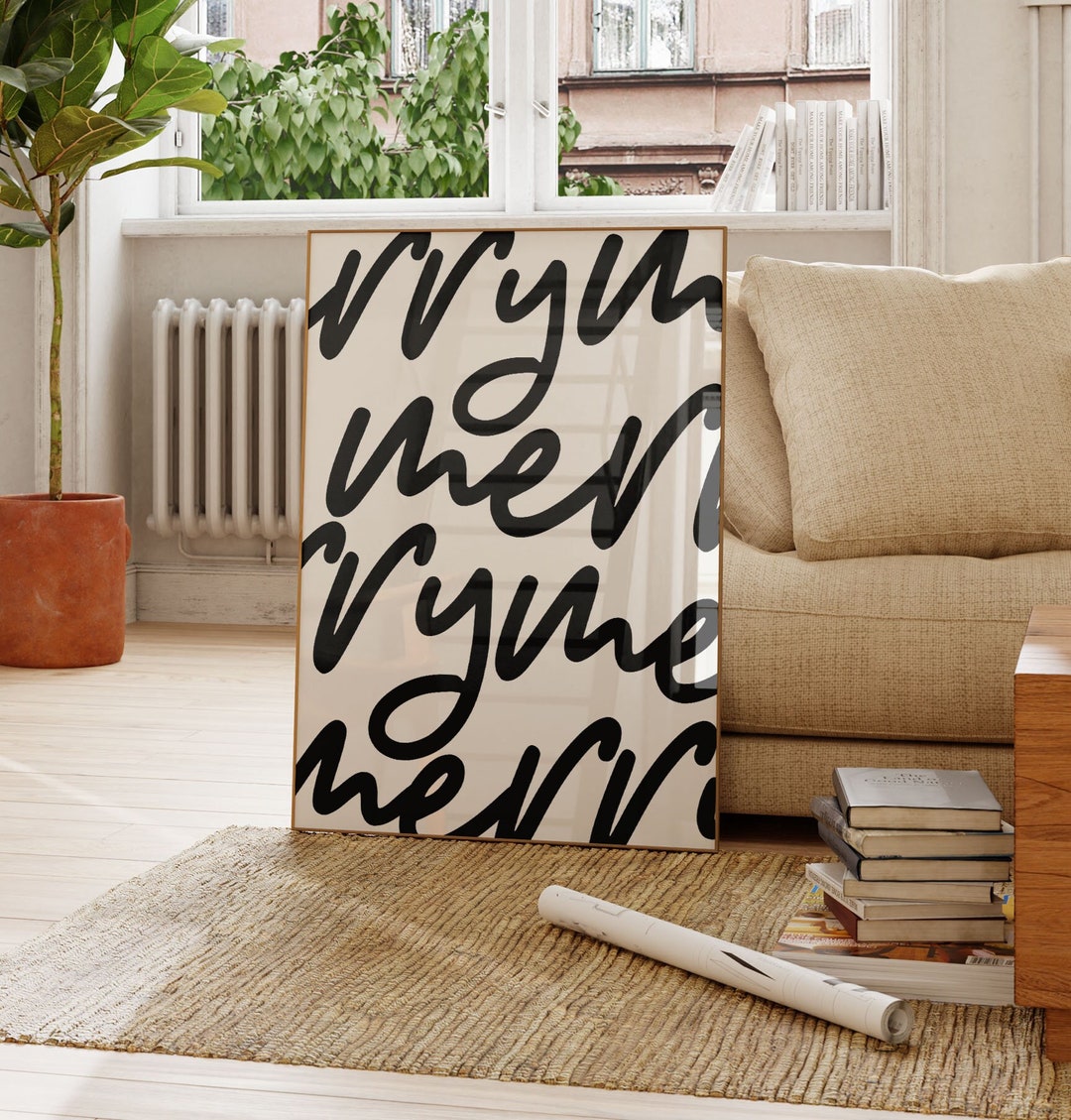 Abstract Black and White Christmas Wall Art Printable Etsy