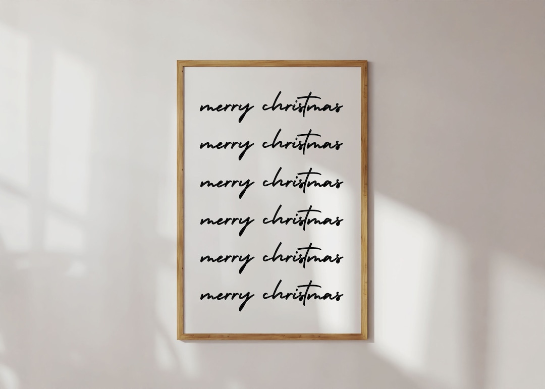 Black and White Christmas Wall Art, Printable Christmas Decor, Merry