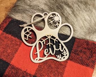Dog Christmas Ornament, Pet paw ornaments, personalized cat ornaments, in memory of pet ornament, custom Christmas ornament for animals