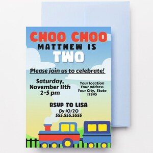Modello di invito per il secondo compleanno di Choo Choo