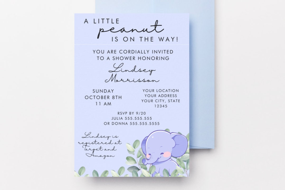 Little Peanut Baby Shower Invitation Template- Blue Theme With Bonus ...