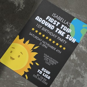 First Trip Around the Sun First Birthday Invitation Template