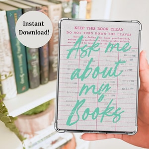 Library Card Kindle Insert Printable Digital Download for Kindle Ereader Bookish Girly Insert Cute Kindle Accessory Check Out Card