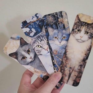 Cat Bookmark Blue Painted Cat Gift for Reader Romance Reader Cute Printed Bookmark Reading Accessories Cat Lover Bookmark Bookish Pet Merch