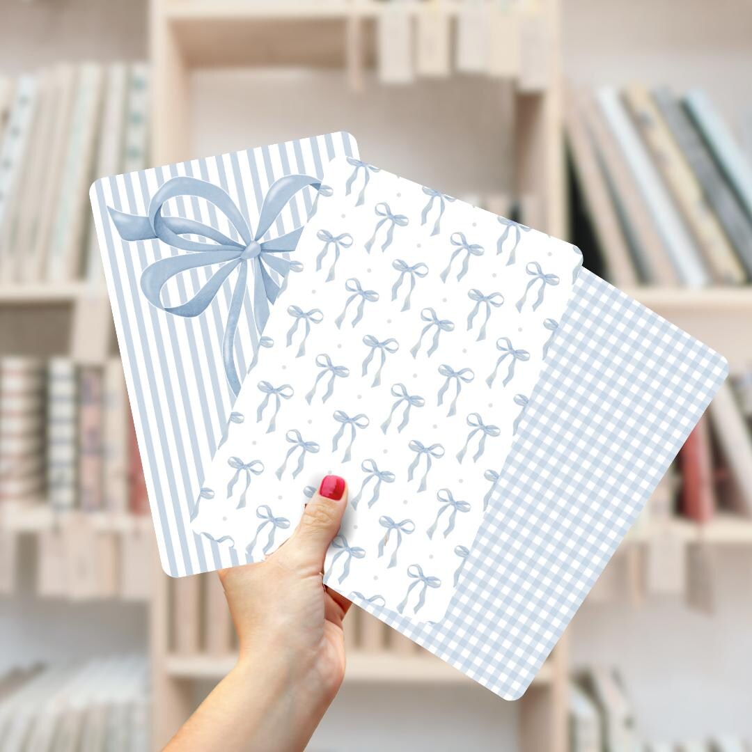Notebook Ribbon Inserts Coquette Kindle Insert: Blue Ribbons, Bookish Accessories (digital ...