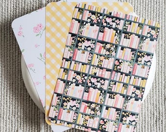 Floral Spring Gingham Bookshelves Kindle Kobo Inserts: Bookish Ereader Accessories
