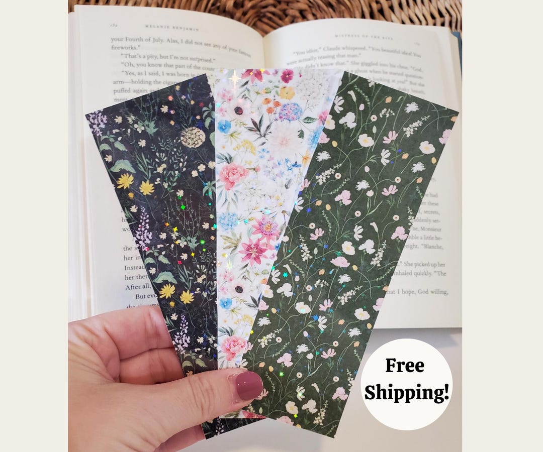 Floral Holographic Bookmark, Spring Bookish Sparkle (set of 3) - Etsy
