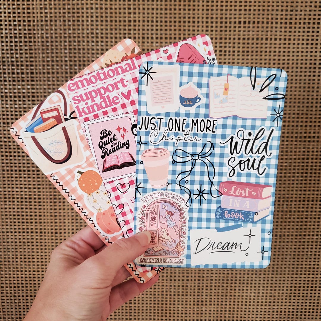 Gingham Kindle Insert With Stickers: Autumn Bookish Printable - Etsy
