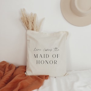 Maid of Honor Canvas Tote Bag | Maid of Honor Tote Bag | Maid of Honor Gift | Bachelorette Party Tote | Bridesmaid Proposal Gift