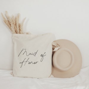 Maid of Honor Canvas Tote Bag | Maid of Honor Tote Bag | Maid of Honor Gift | Bachelorette Party Tote | Bridesmaid Proposal Gift