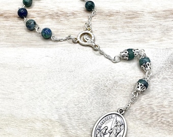 Chrysocolla Chaplet of Saint Raphael | Traveler, Nurse Gift (Instructions Included)