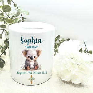 Australiana Personalised Ceramic Money Box | Personalised Christening or Baptism Gift for Boys or Girls | Personalised With a Name
