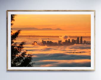 Vancouver Wall Art Cityscape Home Decor Vancouver Photo Living Room Decor Sunset Photo Digital Download Downloadable Vancouver Photo