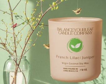 All Natural Non-toxic French Lilac/Juniper Berry 12 oz. Wooden wick Candle - End of Summer Sale 2023