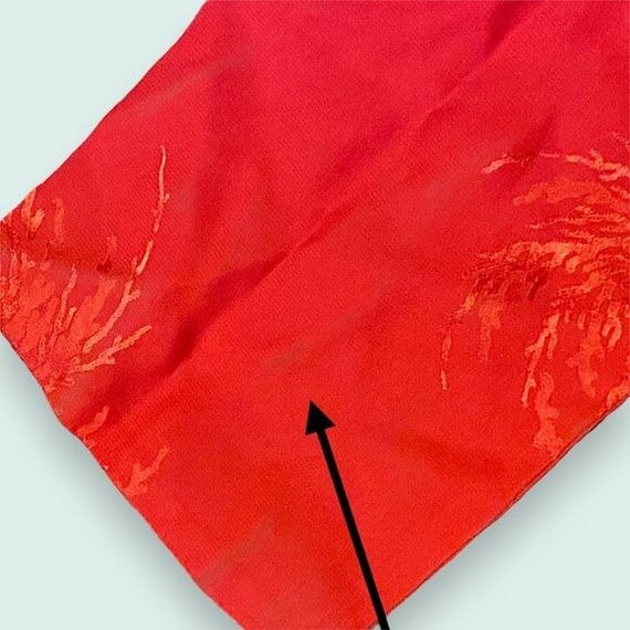 Vintage 50s-60s 100% Red Jacquard Silk Robe Royal… - image 9