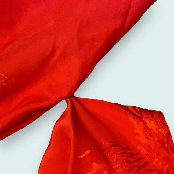 Vintage 50s-60s 100% Red Jacquard Silk Robe Royal… - image 6