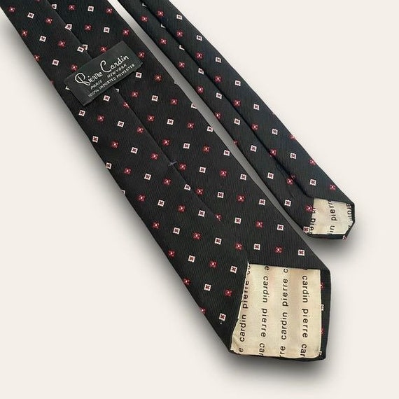 Vintage Pierre Cardin Black Micro Pattern Tie - image 7