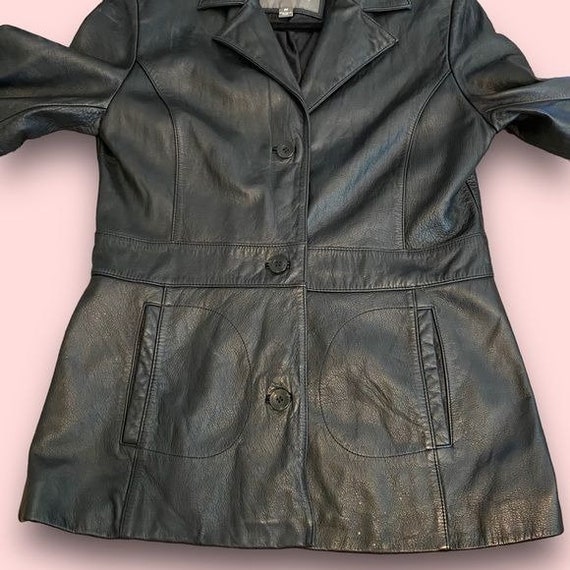 Vintage Wilson Leather Black Genuine Leather Butt… - image 3