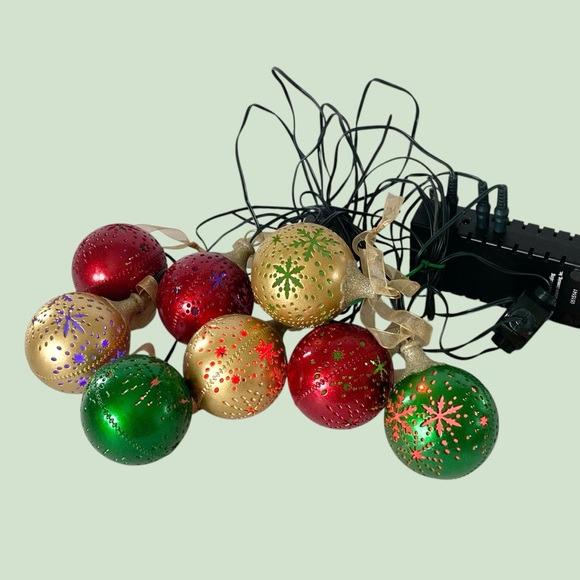 Vintage Hallmark Snowflake Snowball Ornaments Color Changing String Lights Free Shipping