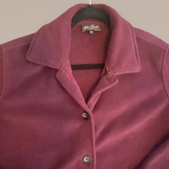 Vintage Henri Bendel Plum Fleece Jacket Button Fr… - image 2
