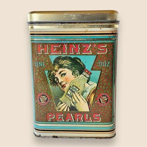 1960s Heinz Pickling Pearls Lidded Tin Made by Cheinco New Jersey