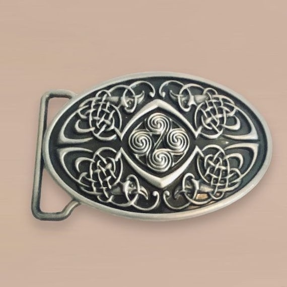 Celtic Knot Silver Tone Belt Buckle Viking Renaiss