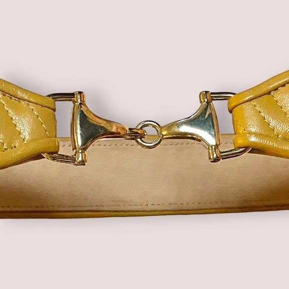 J.McLaughlin NWT leather belt. Gold accent Size M J Mclaughlin Quilted Leather Belt M Honey Yellow Gold Hook  main image 4