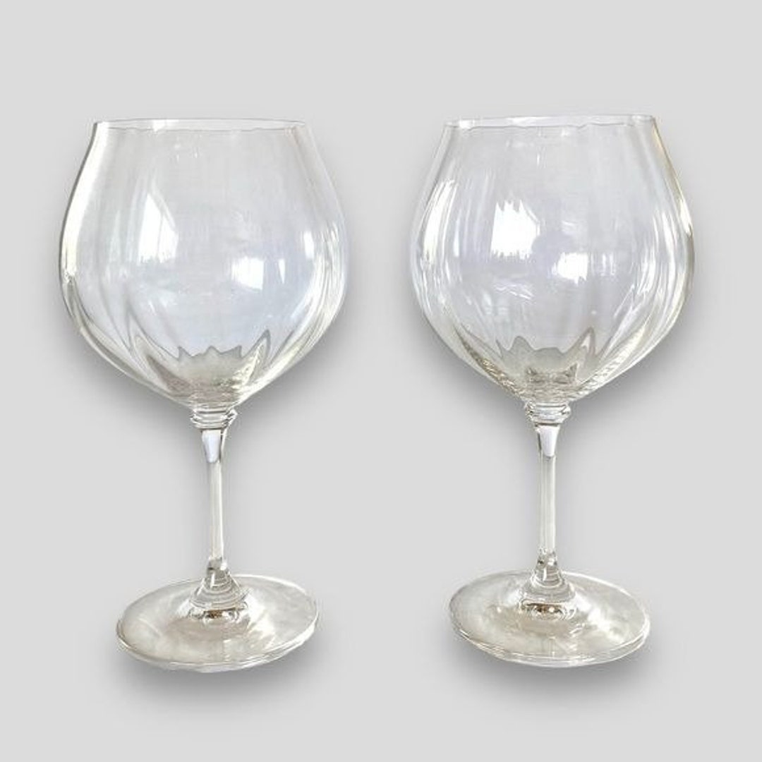 Vintage Mikasa Stephanie Optic Oversized Globe Wine Glasses Etsy