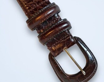 Jacqueline Ferrar Brown Croc-Embossed Belt with Gold Buckle Jacqueline Ferrar Brown Leather With Gold Buckle Waist Belt  main image 3