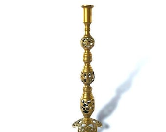 Maxam Vintage Brass Ornate 14.75” Candlestick Taper Holder