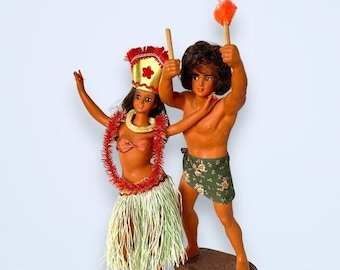 Vintage Hawaiian Hula Dancer Tropical Tiki Kitsch Polynesian