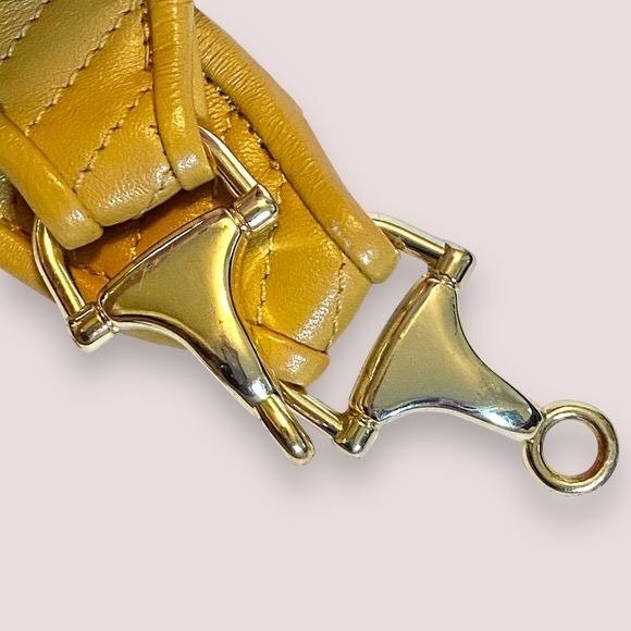 J Mclaughlin Quilted Leather Belt M Honey Yellow Gold Hook  display picture 1
