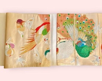Vintage 184” (15+ Feet) Silk Brocade Japanese Fukuro Obi  display picture 1