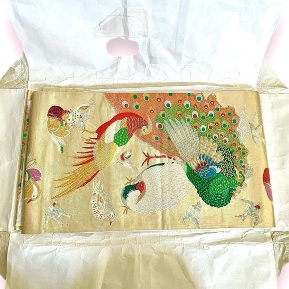 Vintage 184” (15+ Feet) Silk Brocade Japanese Fukuro Obi  display picture 1