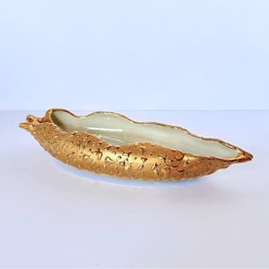 Vintage Weeping Bright Gold Trinket Dish 22K Gold Hand Decorated