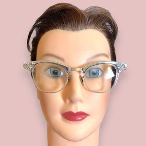 Vintage 40s-50s 1/10 12k Gold Filled Cat Eye Eyeglasses Bifocals Chrome Gold