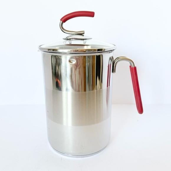 Kuhn Rikon Switzerland 4th Burner Pot – 11 Cup Red Handles, Lid
