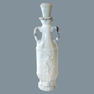 1971 Jim Beam Vintage Grey White Slag Glass Liquor Bottle Decanter Greek Discus