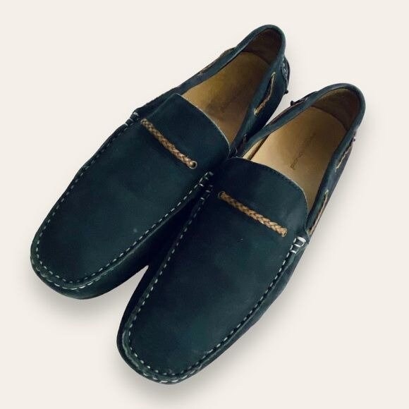 Mike Konos Navy Leather Driving Moccasins Loafers Made in  display picture 1