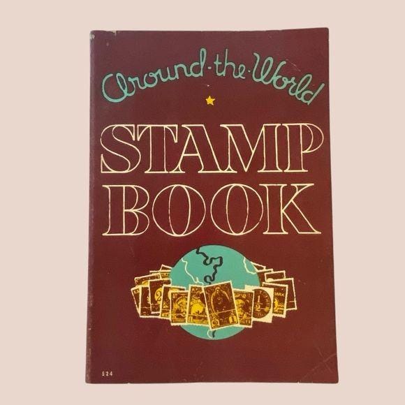 1935 Around the World Stamp Book Global Worldwide Stamp Collecting w/ Stamps